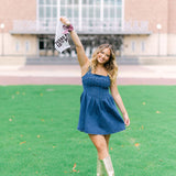 Varsity Denim Dress, Dark Denim