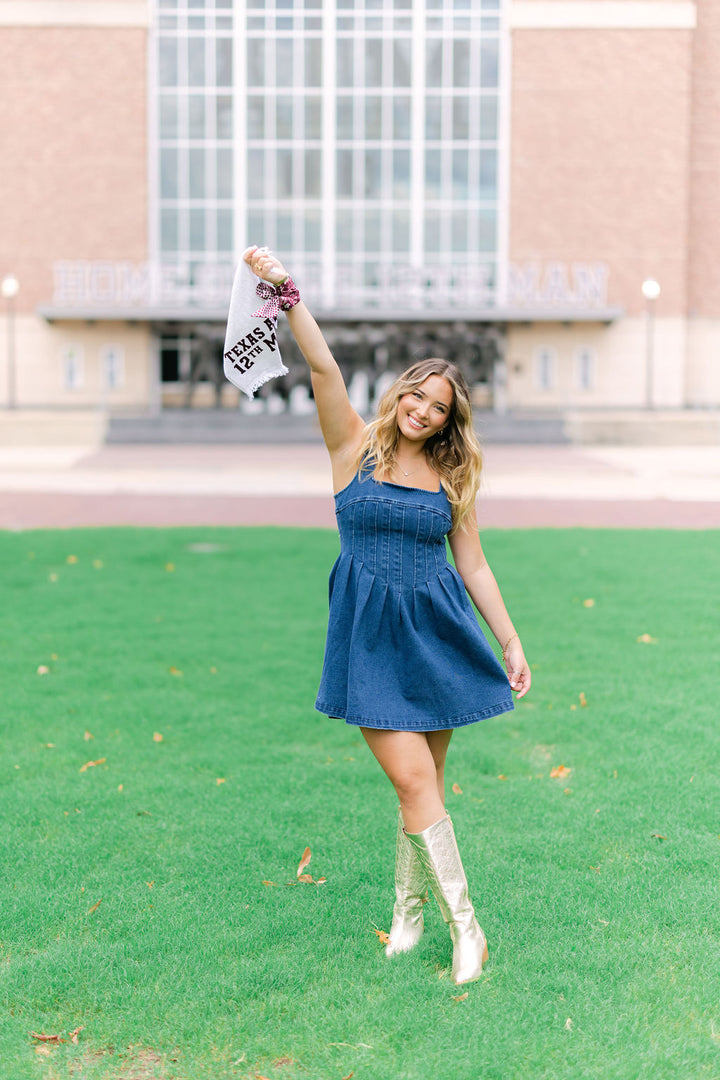 Varsity Denim Dress, Dark Denim