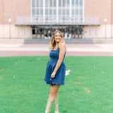 Varsity Denim Dress, Dark Denim