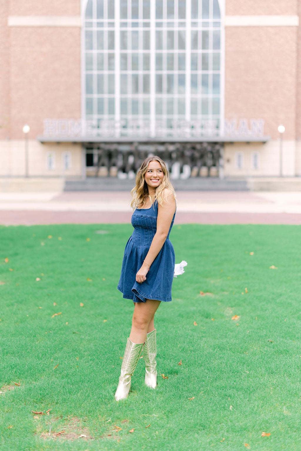 Varsity Denim Dress, Dark Denim