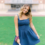 Varsity Denim Dress, Dark Denim