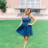 Varsity Denim Dress, Dark Denim
