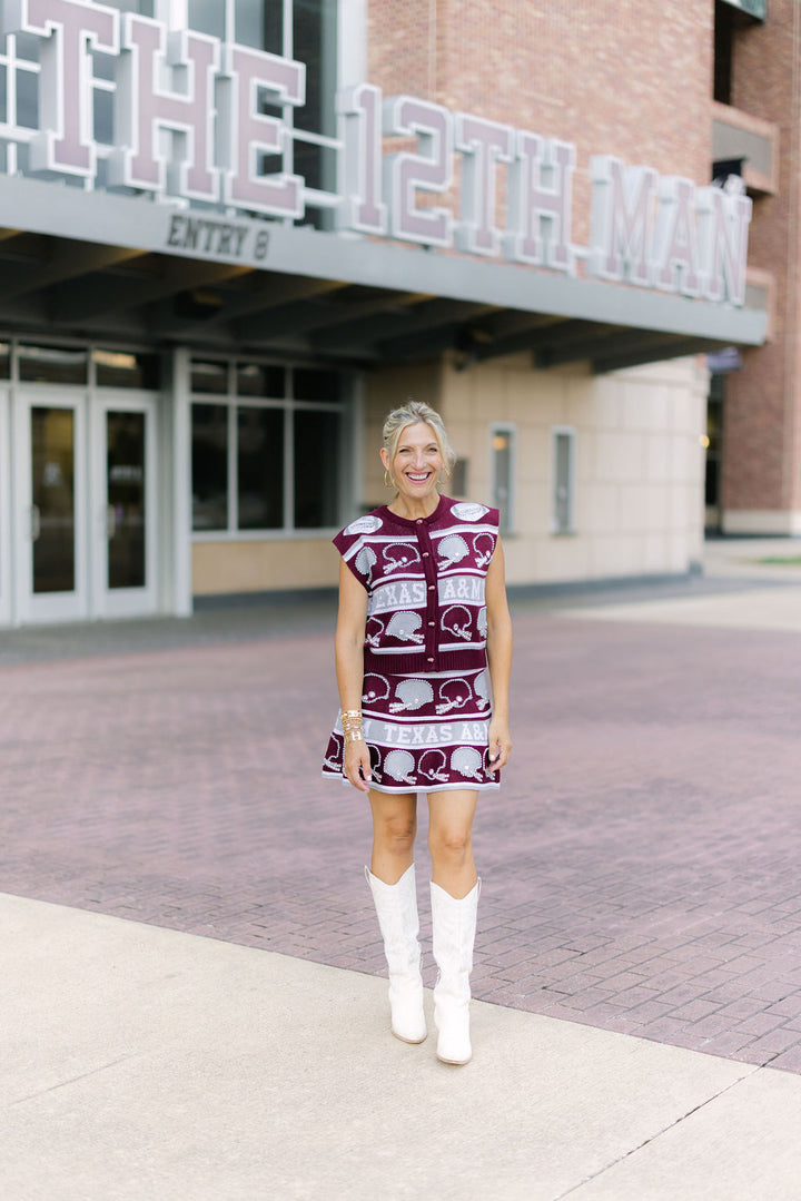 Texas A&M Vintage Football Helmet Stripe Skirt