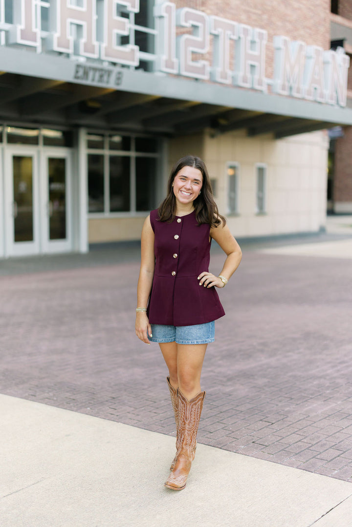 Howdy Honey Top, Maroon