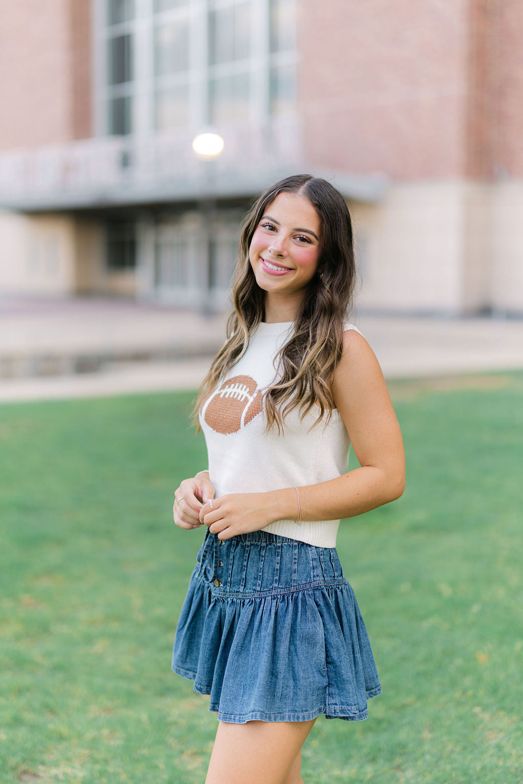 Roselle Denim Mini Skirt, High Tide