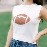 Football Vibes Only Sweater Tank, Ivory