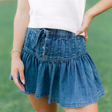 Roselle Denim Mini Skirt, High Tide