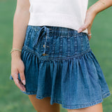 Roselle Denim Mini Skirt, High Tide