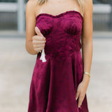 Passing Play Satin Mini Dress, Maroon
