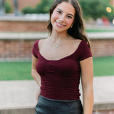 Touchdown Muse Top, Maroon