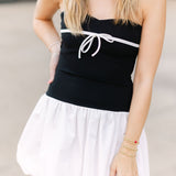 Sideline Sweetheart Dress, Black/White