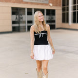 Sideline Sweetheart Dress, Black/White