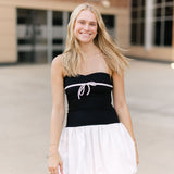 Sideline Sweetheart Dress, Black/White