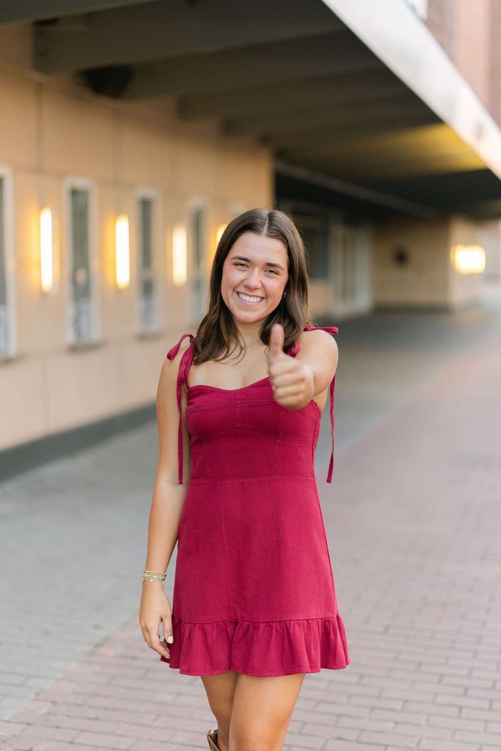 Countdown To Kickoff Dress, Maroon