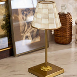 Mocha Check LED Rechargable Cafe Table Lamp
