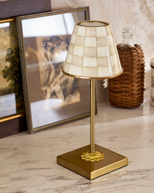 Mocha Check LED Rechargable Cafe Table Lamp