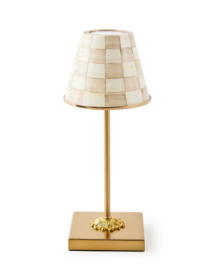 Mocha Check LED Rechargable Cafe Table Lamp