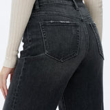 Mid Rise Wide Leg Jeans, Dark Grey