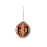 Gold Glittered Jewel Striped Mirrored Glass Ornament