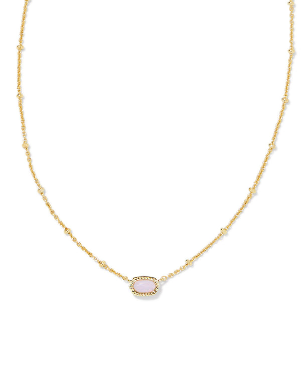 Mini Gold Elisa Pendant Necklace, Pink Opalite Crystal