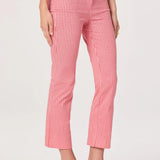 Alma Gingham Kick-Flare Cropped Pants, Red Gingham