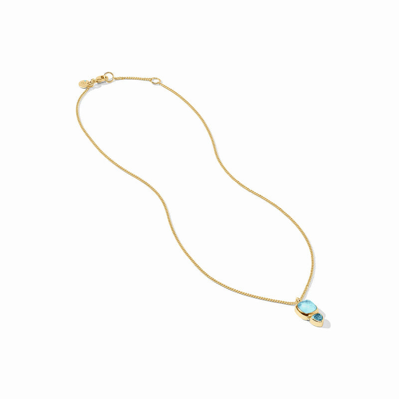 Aquitaine Duo Delicate Necklace, Iridescent Aquamarine Blue