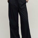 Matte Sateen Palazzo Pant, Black