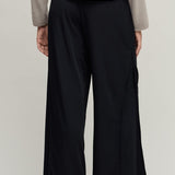 Matte Sateen Palazzo Pant, Black