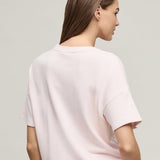 Brushed Fleece Short Sleeve Dropped Shoulder Pullover, Pink Sand