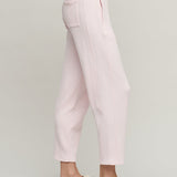 Brushed Fleece Seamed Ankle Pant, Pink Sand