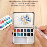 Watercolor Pocket Set of 12 with Brush, Ocean Colors