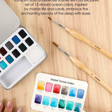 Watercolor Pocket Set of 12 with Brush, Ocean Colors