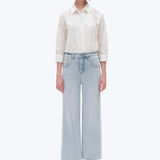 High Rise Wide Leg Denim Jeans, Light Blue