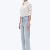 High Rise Wide Leg Denim Jeans, Light Blue