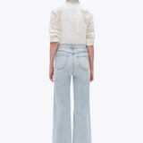 High Rise Wide Leg Denim Jeans, Light Blue