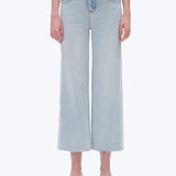 High Rise Wide Leg Denim Jeans, Light Blue