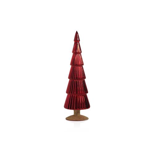 Alpine Glass Tree on Gold Glitter Base, Red