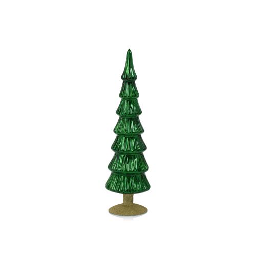 Miramonti Glass Tree on Gold Glitter Base, Classic Green