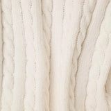 Cozy Chenille Cable Knit Ivory V-Neck Lounge Set