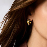 Cobblestone Double Hoop, Gold Multi Stone