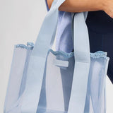 Jelly Tote Bag, Carolina Blue Crochet Wave
