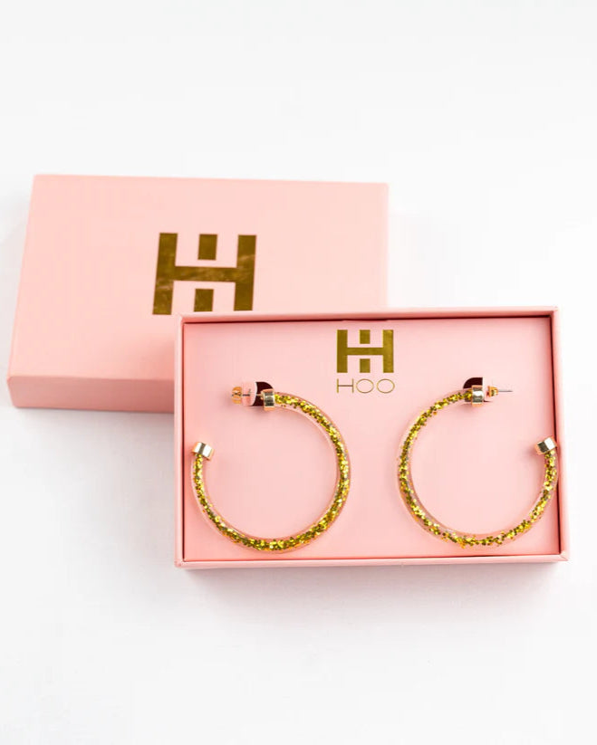 Gold Glitter Hoops