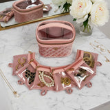 Getaway Jewelry Case, Blush Velvet Quilted