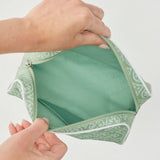 Small Toiletry Bag, Matcha Block Print
