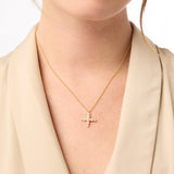 Gumdrop Cross Delicate Necklace, Pearl