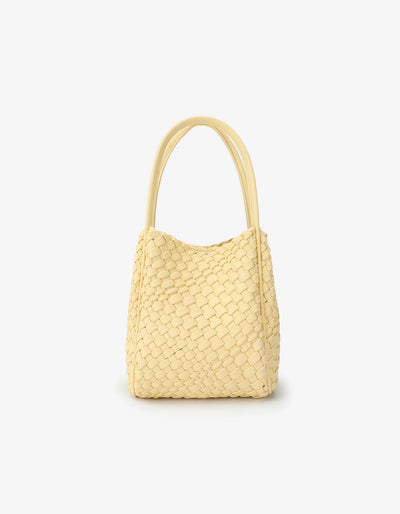 Hollace Woven Mini Tote, Butter