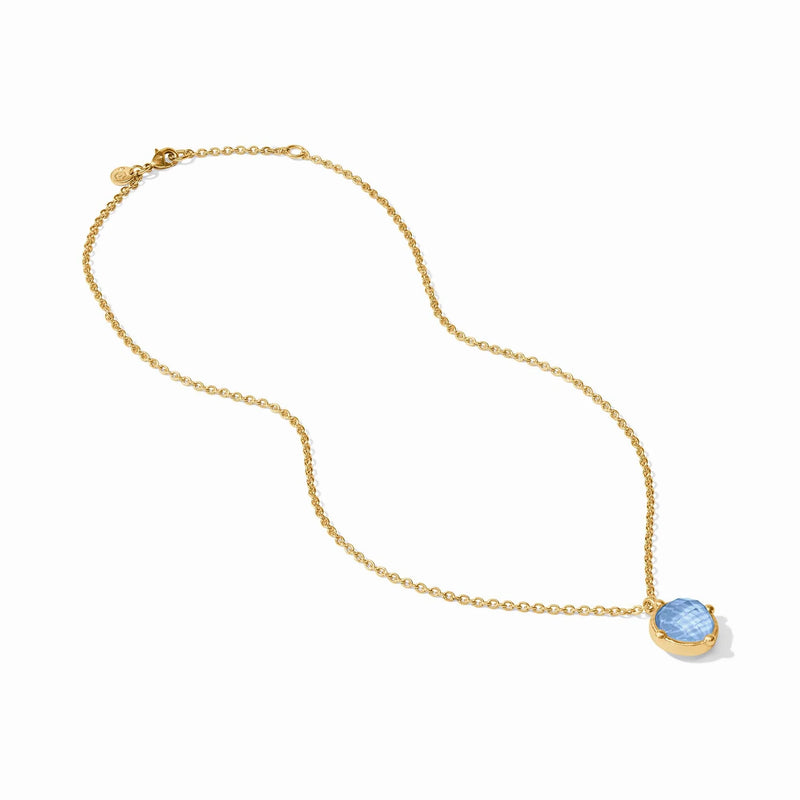Honeybee Solitaire Necklace, Iridescent Aquamarine Blue