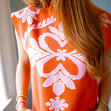 Orange You Cute Knit Top, Orange/Pink