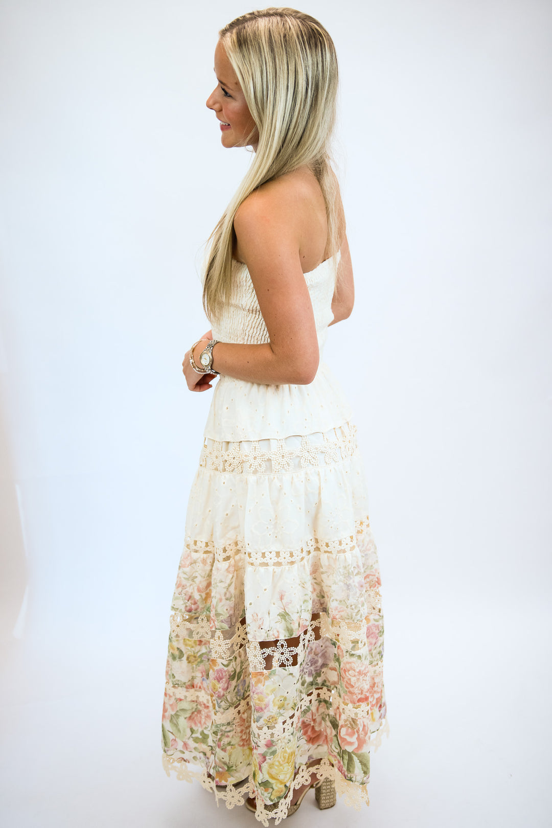 Creamsicle Bloom Midi Dress, Cream Multi