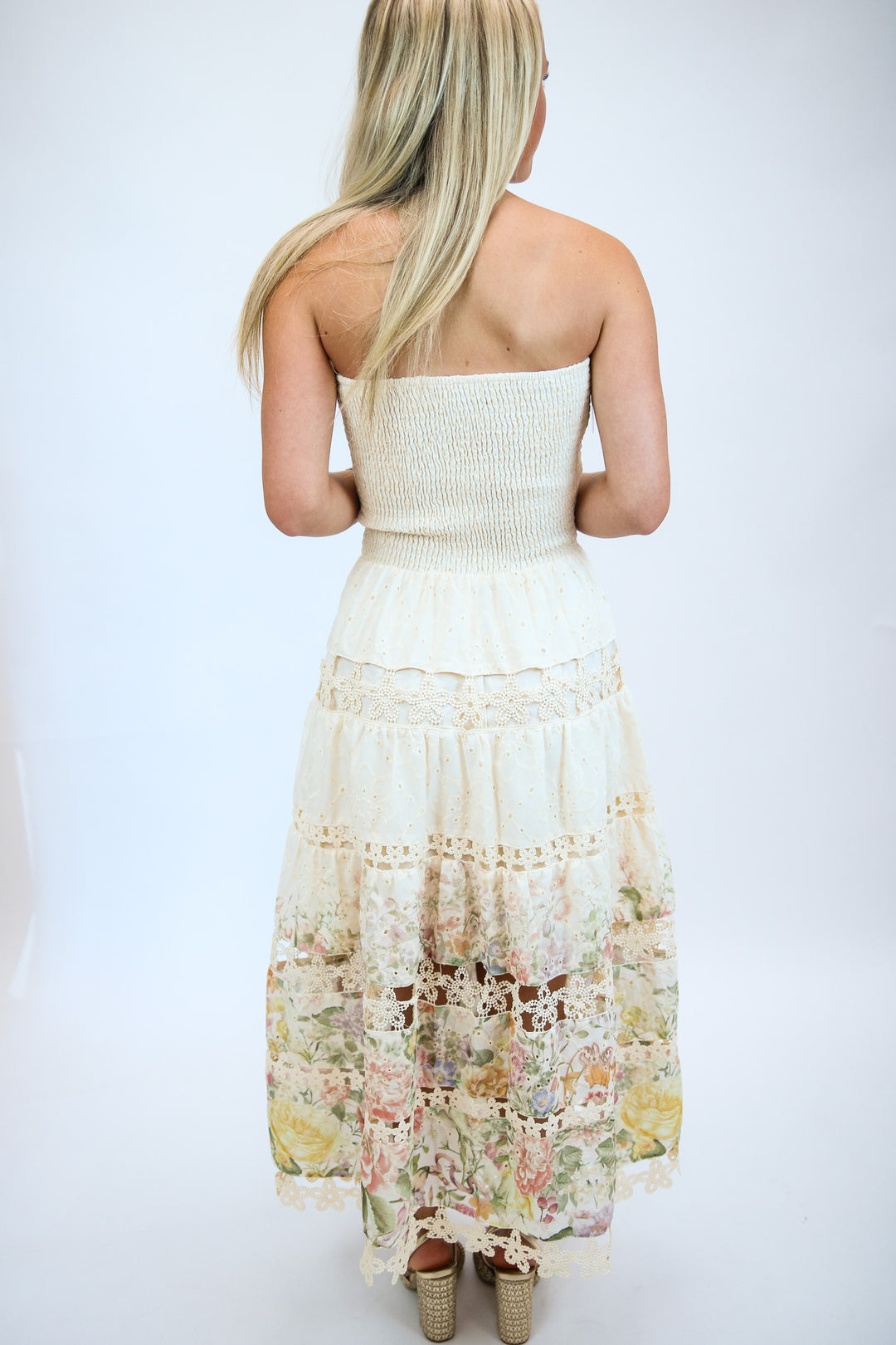 Creamsicle Bloom Midi Dress, Cream Multi